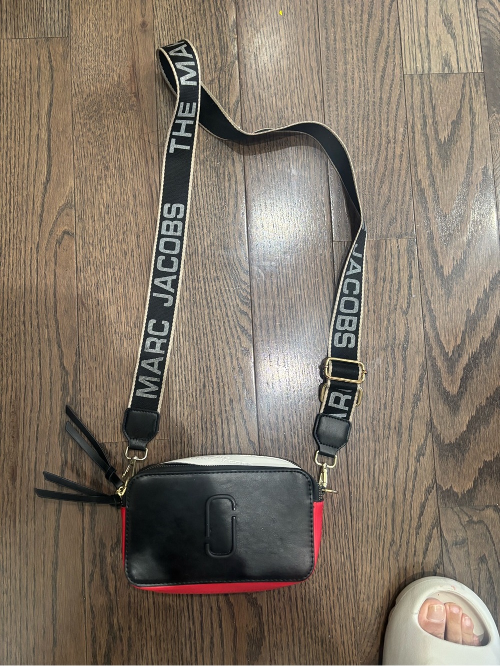 Marc Jacobs Black, Red & White Camera Crossbody Bag
